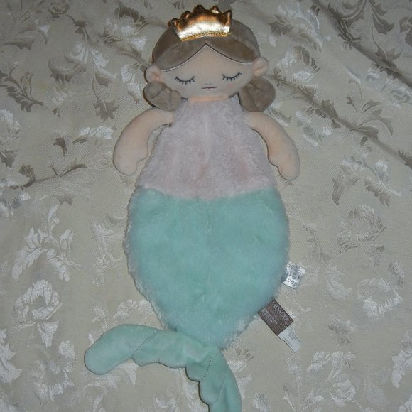 Demdaco Big Waves Mermaid Crown Blankie Lovey Security Blanket Plush - Picture 1 of 3